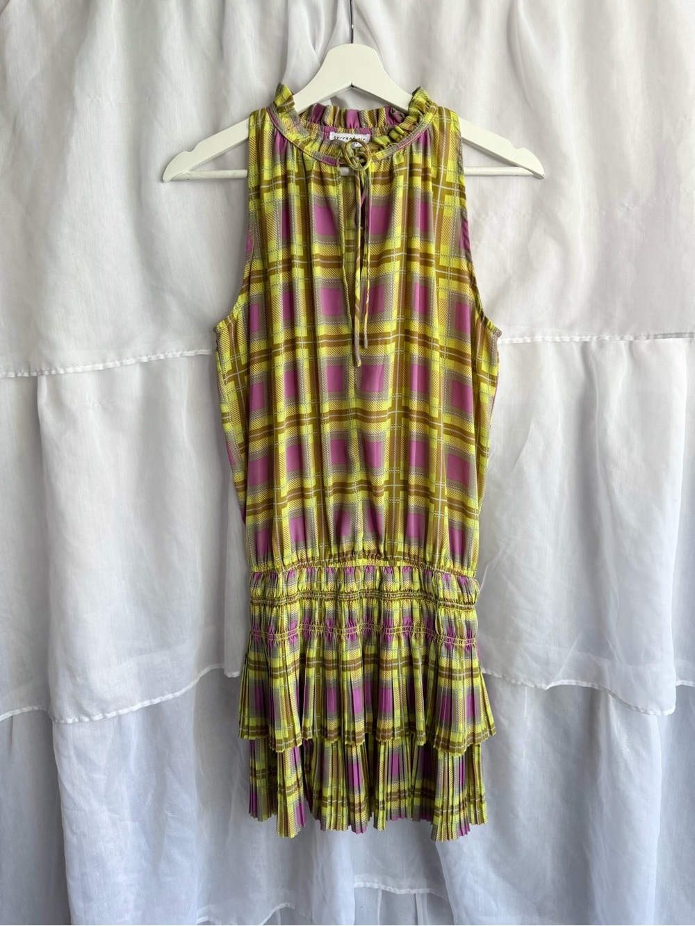 Current Air Plaid Ruffle Mini Dress